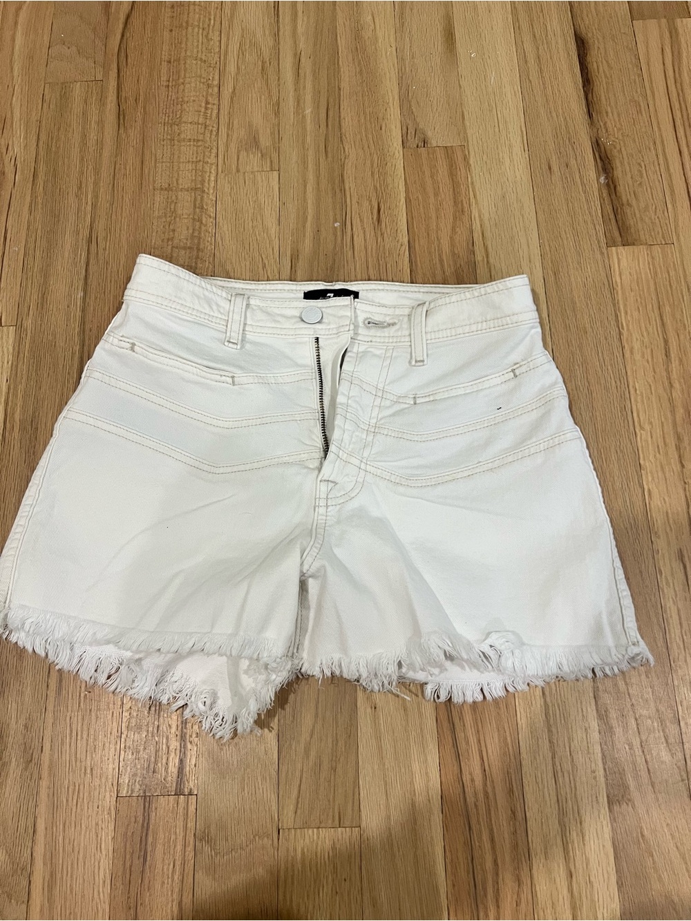 7 for all mankind white shorts 7u703495  Women's White Frayed Denim Shorts